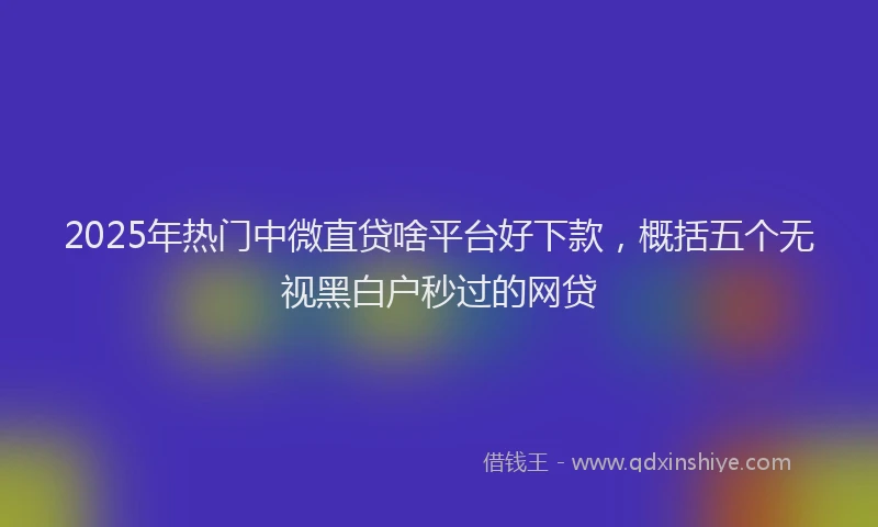 2025年热门中微直贷啥平台好下款，概括五个无视黑白户秒过的网贷