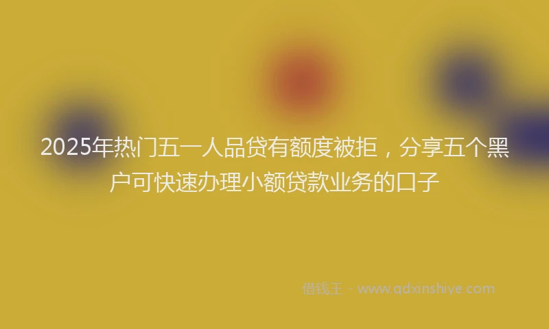 2025年热门五一人品贷有额度被拒，分享五个黑户可快速办理小额贷款业务的口子
