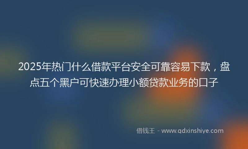 2025年热门什么借款平台安全可靠容易下款，盘点五个黑户可快速办理小额贷款业务的口子