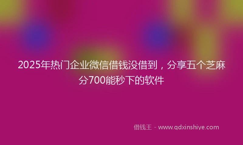 2025年热门企业微信借钱没借到，分享五个芝麻分700能秒下的软件