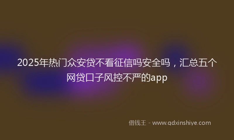 2025年热门众安贷不看征信吗安全吗，汇总五个网贷口子风控不严的app