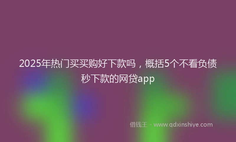 2025年热门买买购好下款吗，概括5个不看负债秒下款的网贷app