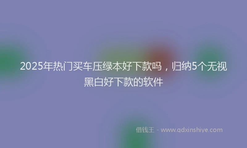 2025年热门买车压绿本好下款吗，归纳5个无视黑白好下款的软件