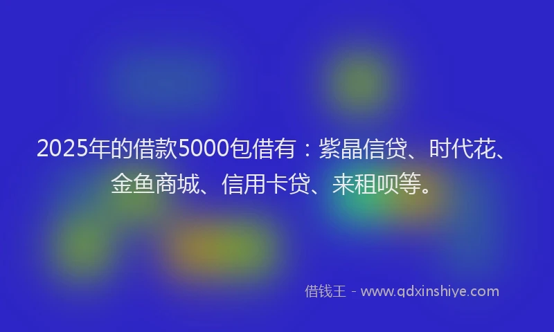 2025年的借款5000包借有：紫晶信贷、时代花、金鱼商城、信用卡贷、来租呗等。