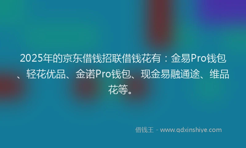2025年的京东借钱招联借钱花有：金易Pro钱包、轻花优品、金诺Pro钱包、现金易融通途、维品花等。
