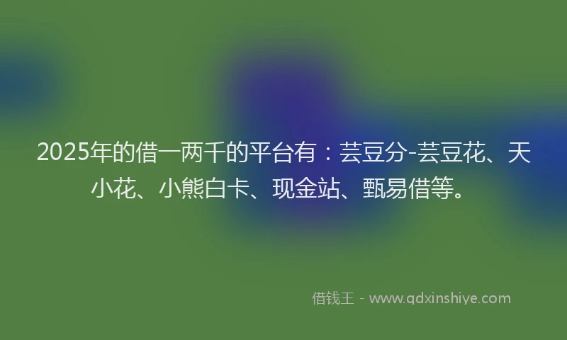 2025年的借一两千的平台有：芸豆分-芸豆花、天小花、小熊白卡、现金站、甄易借等。