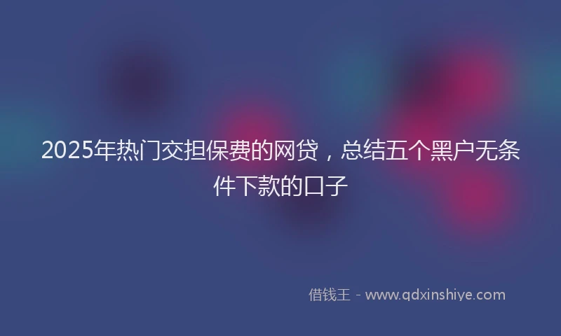 2025年热门交担保费的网贷，总结五个黑户无条件下款的口子