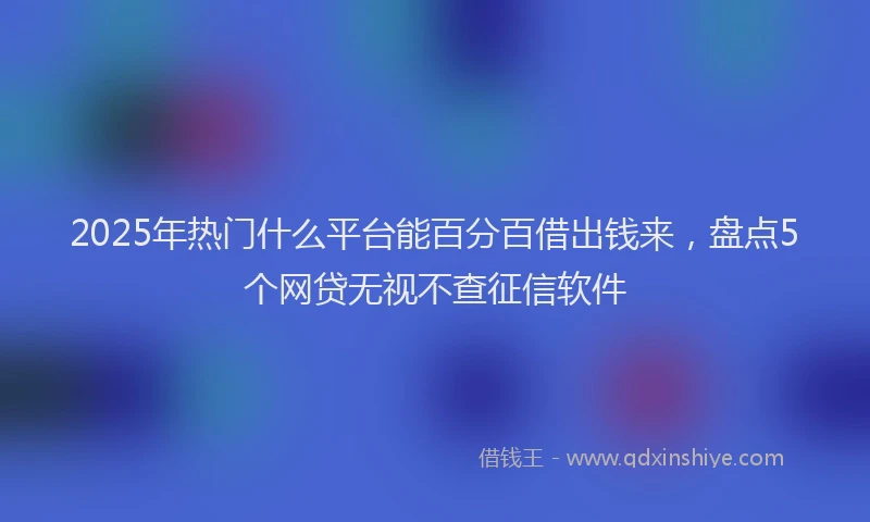 2025年热门什么平台能百分百借出钱来，盘点5个网贷无视不查征信软件