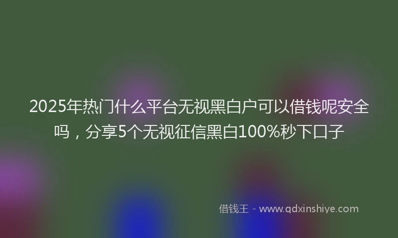2025年热门什么平台无视黑白户可以借钱呢安全吗,分享5个无视征信黑白100%秒下口子