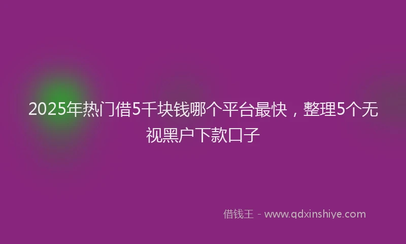 2025年热门借5千块钱哪个平台最快，整理5个无视黑户下款口子