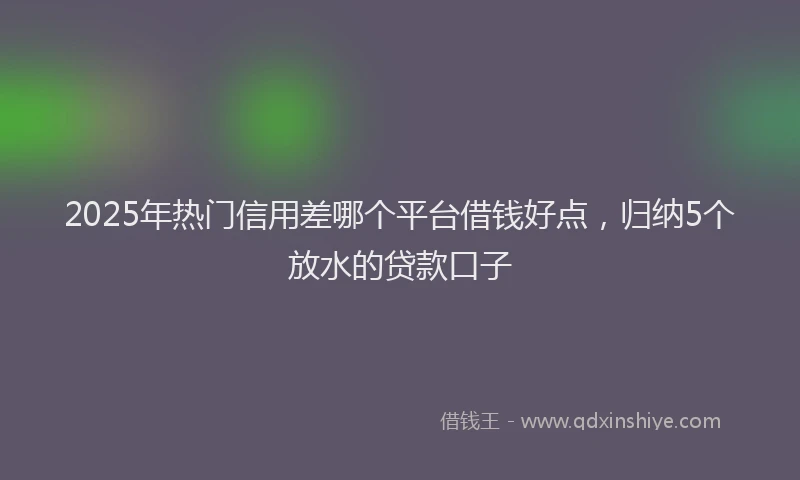 2025年热门信用差哪个平台借钱好点，归纳5个放水的贷款口子