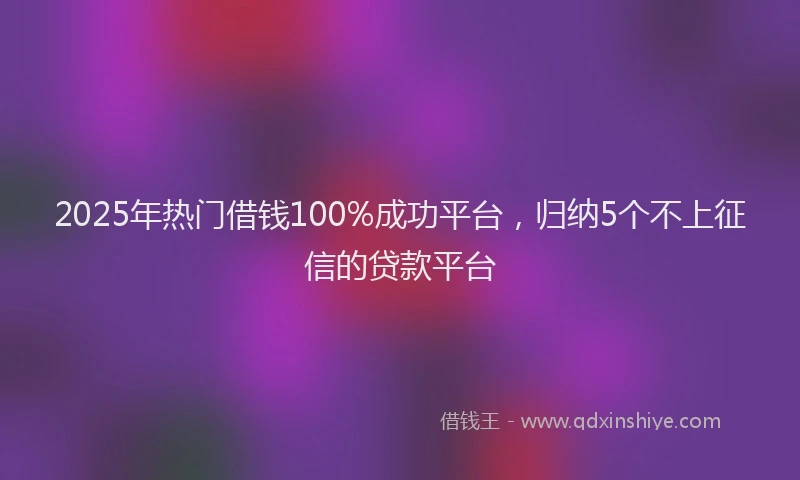 2025年热门借钱100%成功平台，归纳5个不上征信的贷款平台