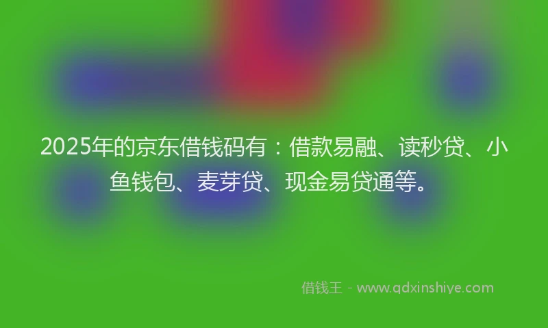 2025年的京东借钱码有：借款易融、读秒贷、小鱼钱包、麦芽贷、现金易贷通等。
