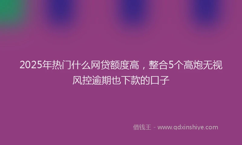 2025年热门什么网贷额度高，整合5个高炮无视风控逾期也下款的口子