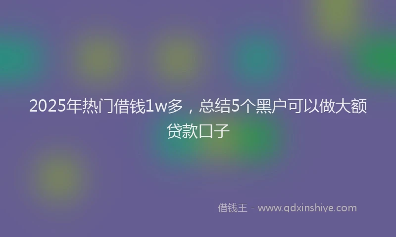 2025年热门借钱1w多，总结5个黑户可以做大额贷款口子