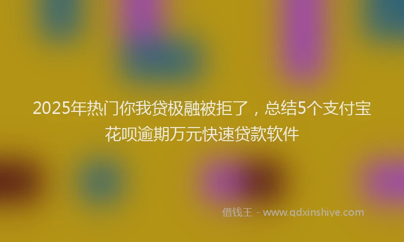 2025年热门你我贷极融被拒了，总结5个支付宝花呗逾期万元快速贷款软件