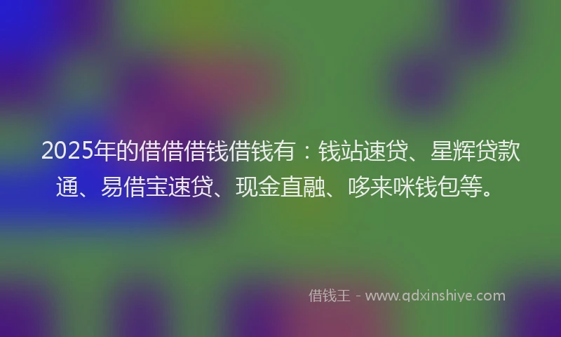 2025年的借借借钱借钱有：钱站速贷、星辉贷款通、易借宝速贷、现金直融、哆来咪钱包等。