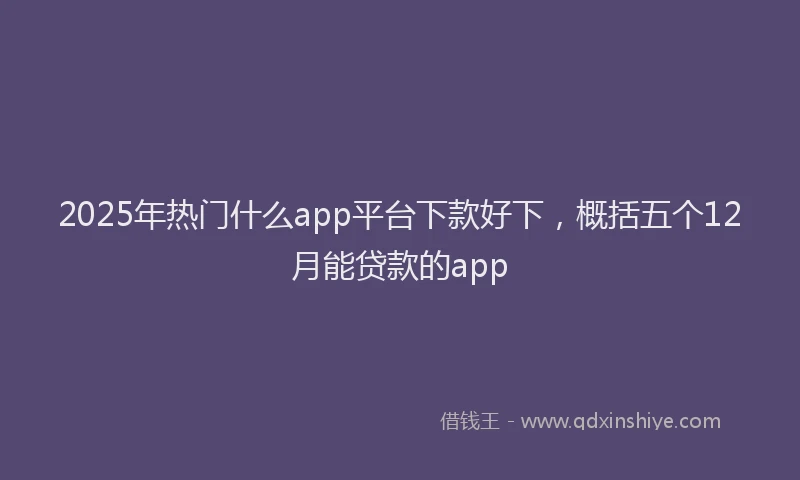 2025年热门什么app平台下款好下，概括五个12月能贷款的app