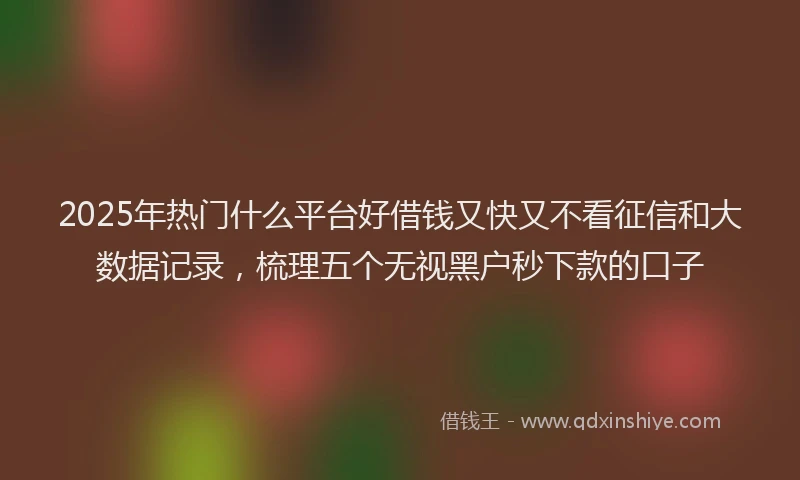 2025年热门什么平台好借钱又快又不看征信和大数据记录，梳理五个无视黑户秒下款的口子
