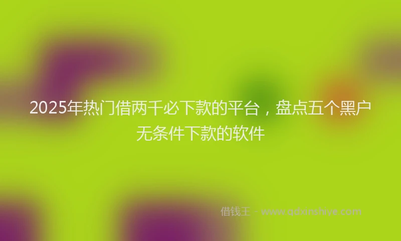 2025年热门借两千必下款的平台，盘点五个黑户无条件下款的软件