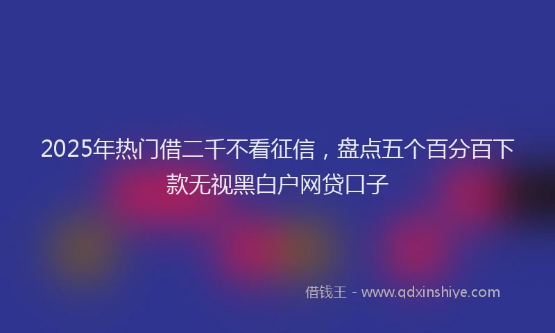 2025年热门借二千不看征信，盘点五个百分百下款无视黑白户网贷口子