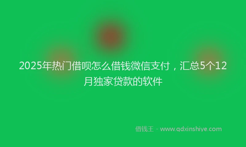 2025年热门借呗怎么借钱微信支付，汇总5个12月独家贷款的软件