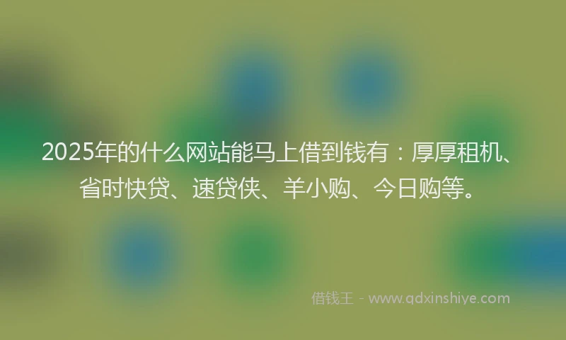 2025年的什么网站能马上借到钱有：厚厚租机、省时快贷、速贷侠、羊小购、今日购等。