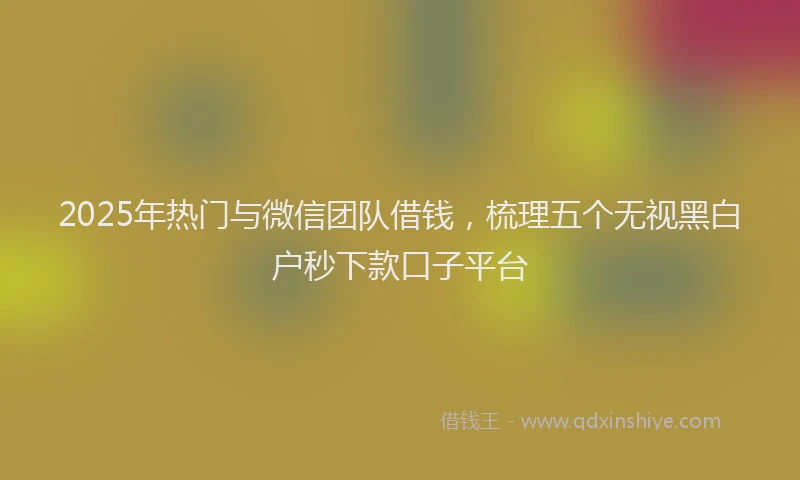 2025年热门与微信团队借钱，梳理五个无视黑白户秒下款口子平台