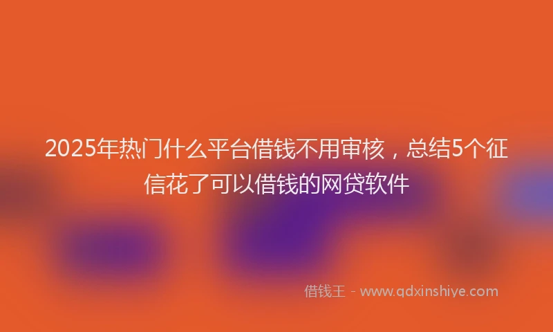 2025年热门什么平台借钱不用审核，总结5个征信花了可以借钱的网贷软件