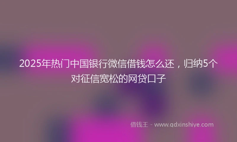 2025年热门中国银行微信借钱怎么还，归纳5个对征信宽松的网贷口子