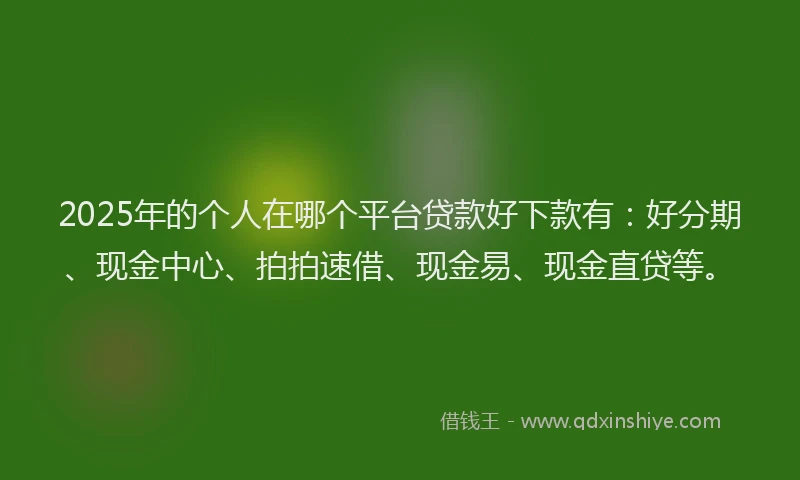2025年的个人在哪个平台贷款好下款有：好分期、现金中心、拍拍速借、现金易、现金直贷等。