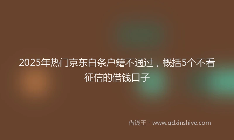 2025年热门京东白条户籍不通过，概括5个不看征信的借钱口子