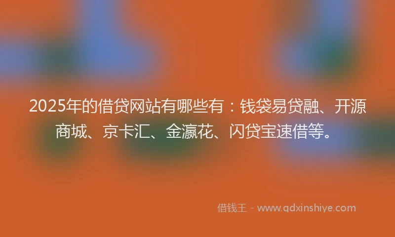 2025年的借贷网站有哪些有：钱袋易贷融、开源商城、京卡汇、金瀛花、闪贷宝速借等。