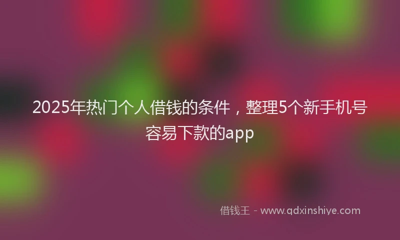 2025年热门个人借钱的条件，整理5个新手机号容易下款的app