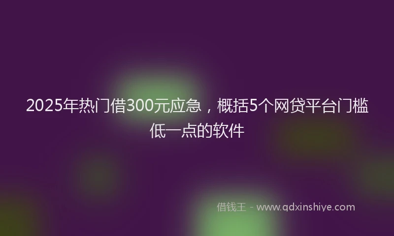 2025年热门借300元应急，概括5个网贷平台门槛低一点的软件