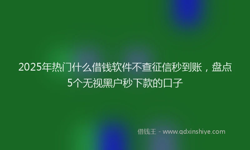 2025年热门什么借钱软件不查征信秒到账，盘点5个无视黑户秒下款的口子