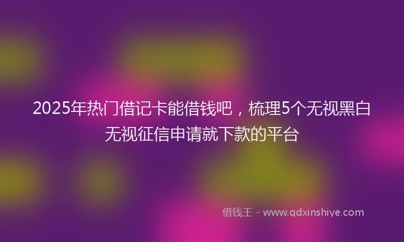 2025年热门借记卡能借钱吧，梳理5个无视黑白无视征信申请就下款的平台