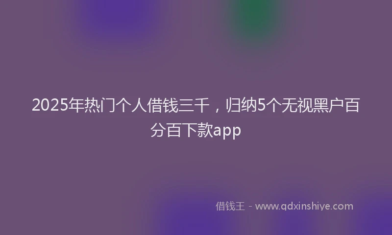 2025年热门个人借钱三千，归纳5个无视黑户百分百下款app