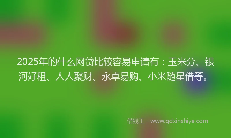 2025年的什么网贷比较容易申请有：玉米分、银河好租、人人聚财、永卓易购、小米随星借等。