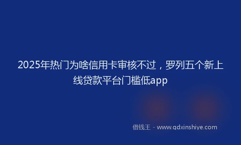 2025年热门为啥信用卡审核不过，罗列五个新上线贷款平台门槛低app