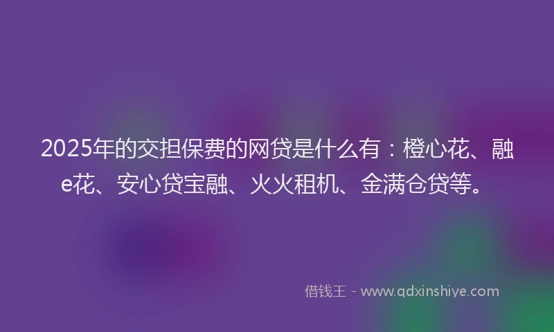 2025年的交担保费的网贷是什么有：橙心花、融e花、安心贷宝融、火火租机、金满仓贷等。