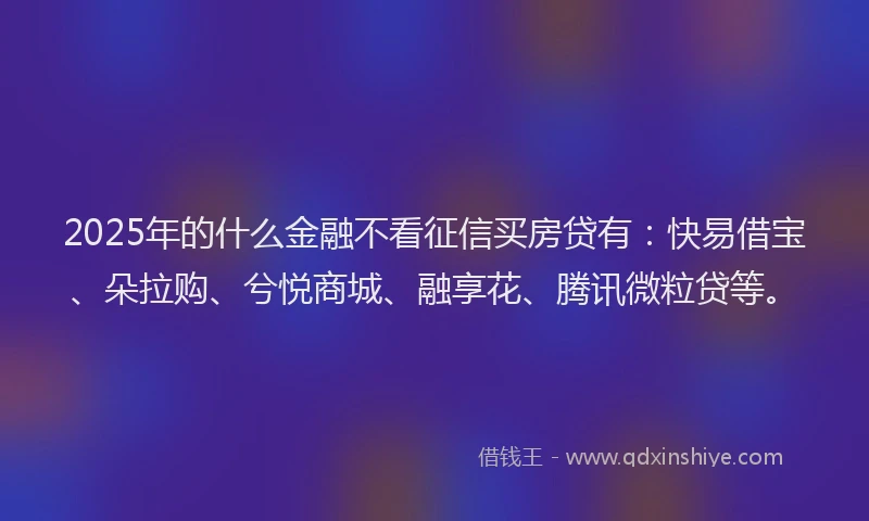 2025年的什么金融不看征信买房贷有：快易借宝、朵拉购、兮悦商城、融享花、腾讯微粒贷等。