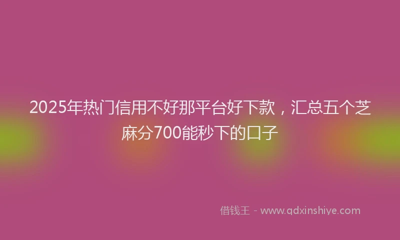 2025年热门信用不好那平台好下款，汇总五个芝麻分700能秒下的口子