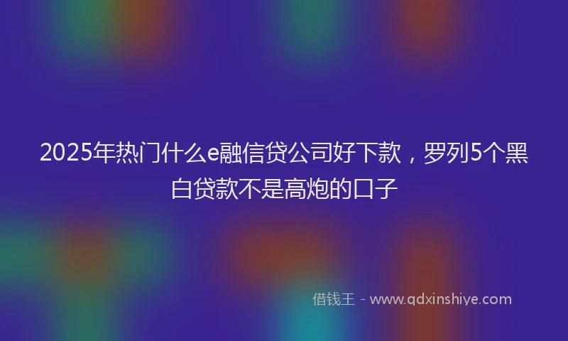 2025年热门什么e融信贷公司好下款,罗列5个黑白贷款不是高炮的口子