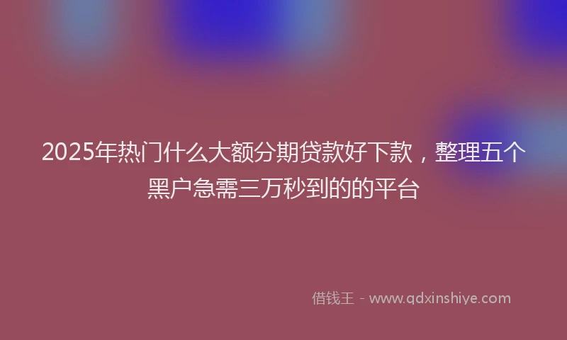 2025年热门什么大额分期贷款好下款，整理五个黑户急需三万秒到的的平台