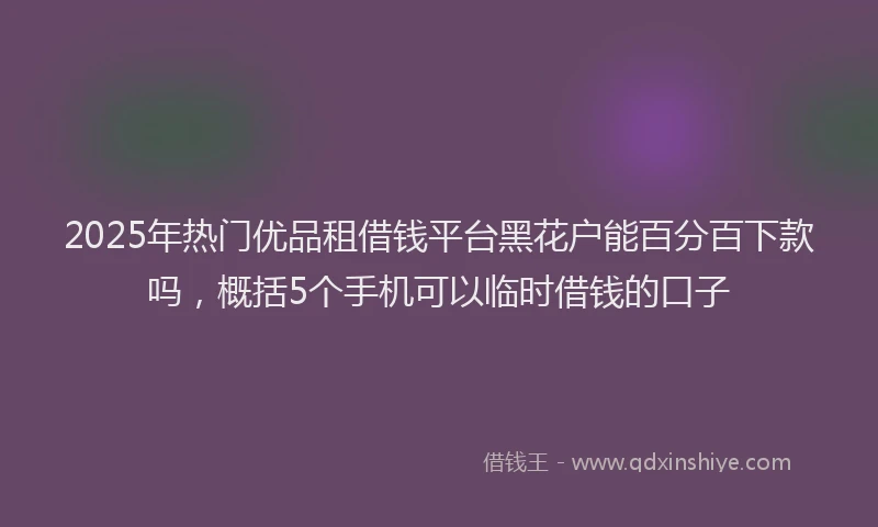 2025年热门优品租借钱平台黑花户能百分百下款吗，概括5个手机可以临时借钱的口子