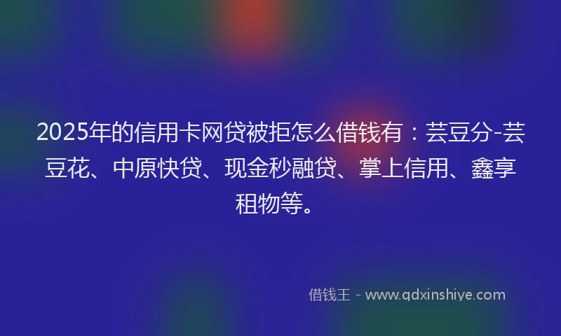 2025年的信用卡网贷被拒怎么借钱有：芸豆分-芸豆花、中原快贷、现金秒融贷、掌上信用、鑫享租物等。