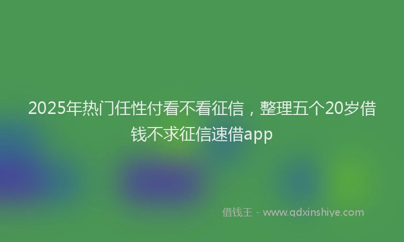 2025年热门任性付看不看征信，整理五个20岁借钱不求征信速借app