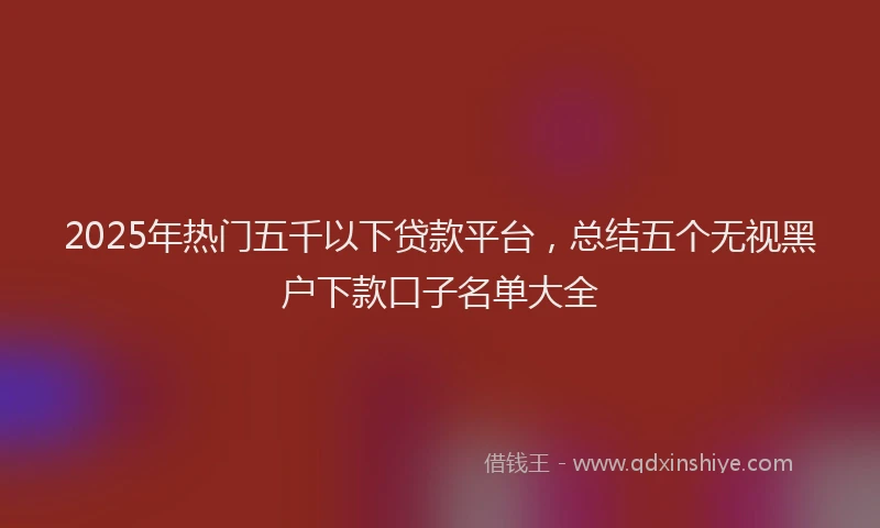 2025年热门五千以下贷款平台，总结五个无视黑户下款口子名单大全