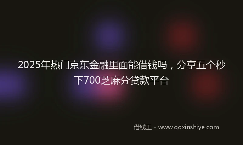 2025年热门京东金融里面能借钱吗，分享五个秒下700芝麻分贷款平台